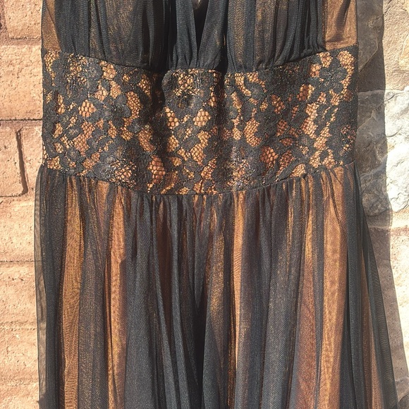 Betsy & Adam Dress Lace Tulle Halter Formal Size 16 Whimsigoth Dark Romantic 90s - Picture 3 of 10